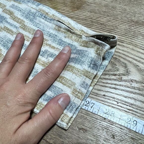 Free People Womens Zig Zag Zipper Crop Skinny Denim Jeans Beige Blue Brown Sz 28 - Picture 11 of 12